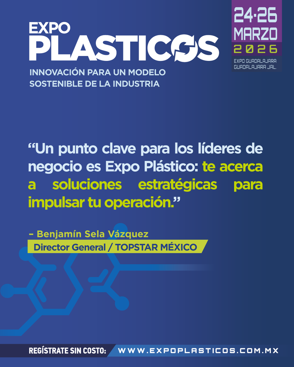 La inteligencia digital ya opera en la planta. 🖥️⚙️

En Expo Plásticos 2026, TopStar presentará su sistema MES en tiempo real.

Regístrate: expoplasticos.mx/2026/registro-…
📅 24–26 marzo 2026 | 📍 Expo Guadalajara

#ExpoPlásticos2026 #Industria40
