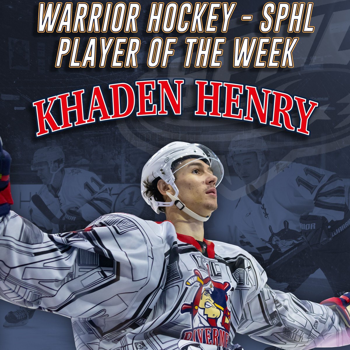Peoria_Rivermen's tweet photo. We are excited to announce that forward Khaden Henry has been named this week's Warrior Hockey/SPHL Player of the Week!
READ MORE 👉 https://t.co/8Rh5X2QF4r https://t.co/CJaCqyFovQ