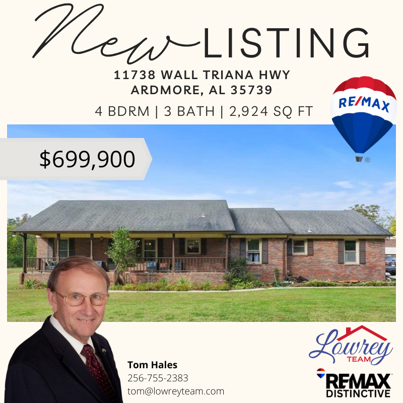 LowreyTeam's tweet photo. Just Listed 🔥 11738 Wall Triana Hwy, Ardmore AL
4 Bedrooms | 3 Baths | 2,924 Sq Ft | $699,900
A spacious brick beauty you won’t want to miss!
#NewListing #RemaxDistinctive #LowreyTeam https://t.co/Ym4CNkOs47