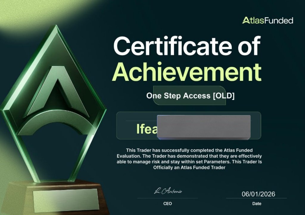 Luck runs out. Discipline compounds.
Another $200K in the bag.
God did it — but discipline kept me here.
Evaluation passed.
Risk managed.
Lessons learned.
Officially an Atlas Funded Trader.
We go again. 🙏📊