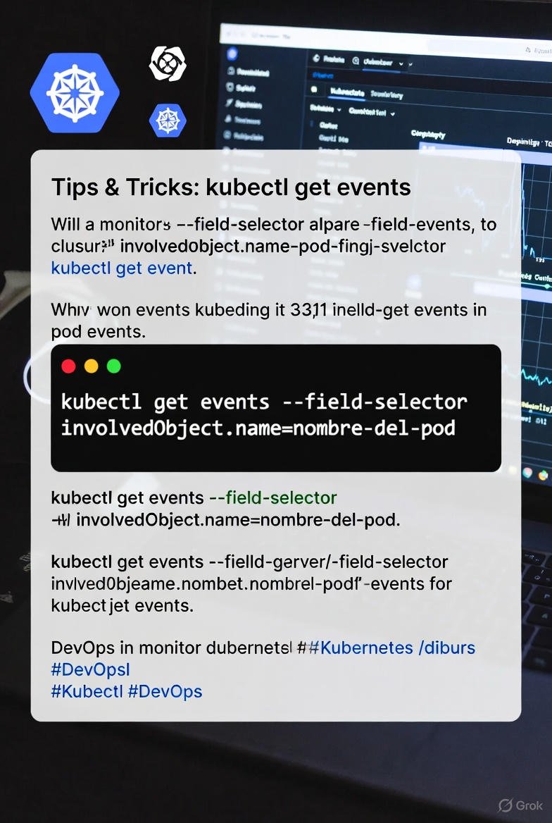Kubeops_dev's tweet image. 💡 Tip kubectl del día

¿Sabías que puedes ver solo los eventos de un pod concreto sin ruido?

kubectl get events --field-selector involvedObject.name=nombre-del-pod

Perfecto para depurar problemas rápido en producción 🔥

#Kubernetes #DevOps #Kubectl kubeops.app