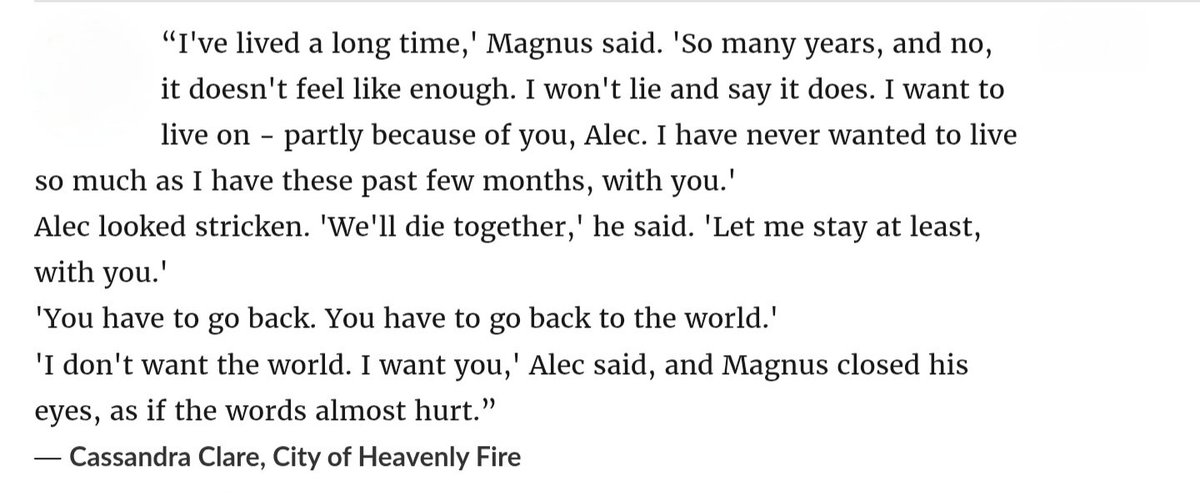 muIti_bingsu's tweet photo. my old malec heart has been pulled from the depths of hell bc what?????
when this is how Magnus Bane talks about the love of his life, Alec?? no comparison at all https://t.co/4htFyNVHmI