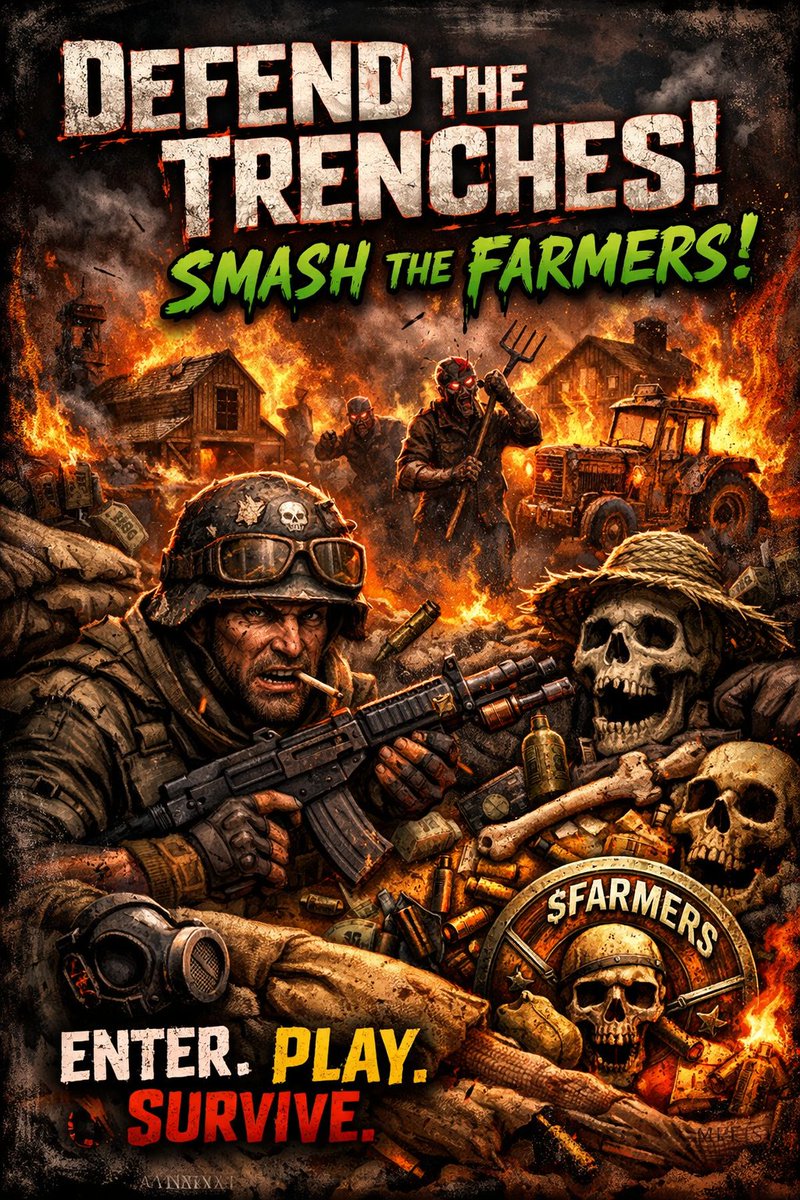 Fuckingfarmers's tweet photo. 🎮 PLAY OUR GAME. PROTECT THE TRENCHES.
https://t.co/2otUmzNC2C
Farmers are hunting. KOLs are farming.

We built a game where YOU fight back.

🛡️ Defend the trenches
🌾 Smash the farmers
💀 No mercy, only survival
The game is LIVE on our site.

$FARMERS 🚜🔥 https://t.co/whIpR1HUU9