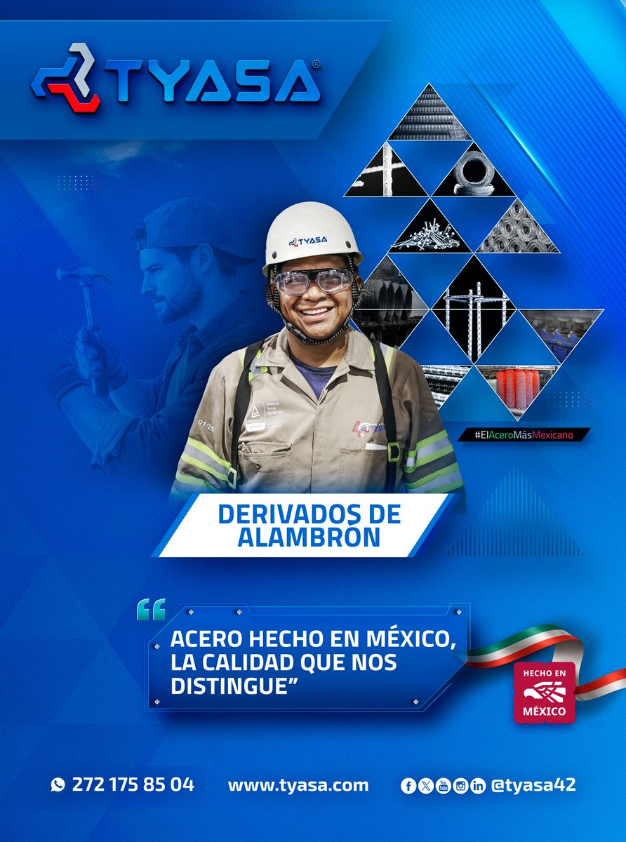 TYASA42's tweet photo. El orgullo de ser acero mexicano, cada producto refleja el trabajo, la experiencia y el compromiso de quienes están detrás de cada proceso.
Apuesta por calidad y confianza, pero también por nuestra gente, por empleos y por un futuro más fuerte para México. 
#AceroTYASA https://t.co/EnimHECCt3