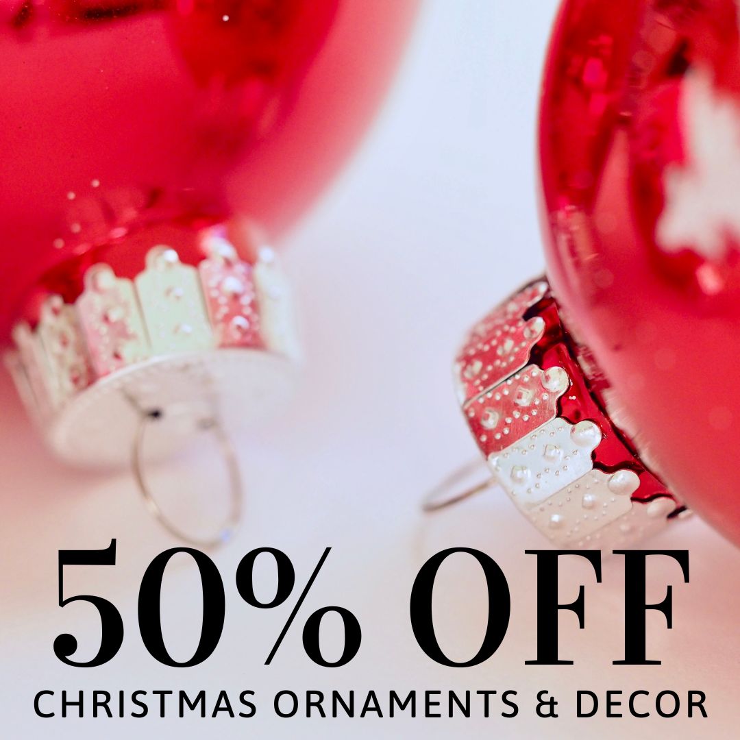 Our remaining Christmas items are available for 50% off (some items even 75%).