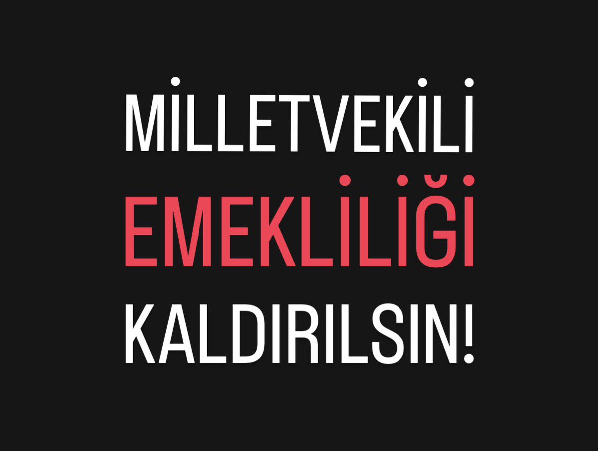 Hep beraber söyleyelim:

Milletvekili emekliliği kaldırılsın!
Milletvekili emekliliği kaldırılsın!
Milletvekili emekliliği kaldırılsın!....

#EmekliyiEzeniktidardır