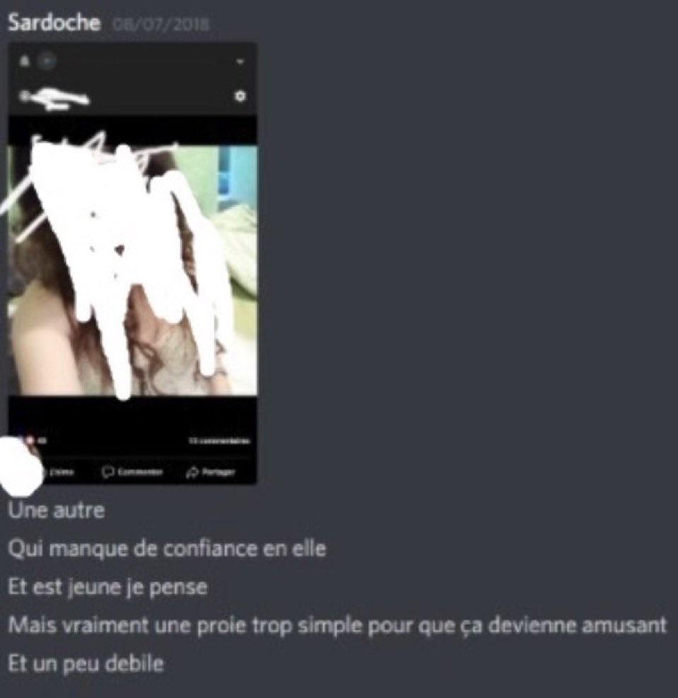 axel_gnocchi's tweet image. Pour moi une vermine c’est plus un mec qui se tape une mineure de 9 mans sa cadette, et qui la qualifie de :

« PROIE »
« Jeune je pense »
« qui manque de confiance en elle »
« Un peu débile »
« Trop simple pour que ça devienne amusant »
🤮

Tu es bien un personnage nauséabond.