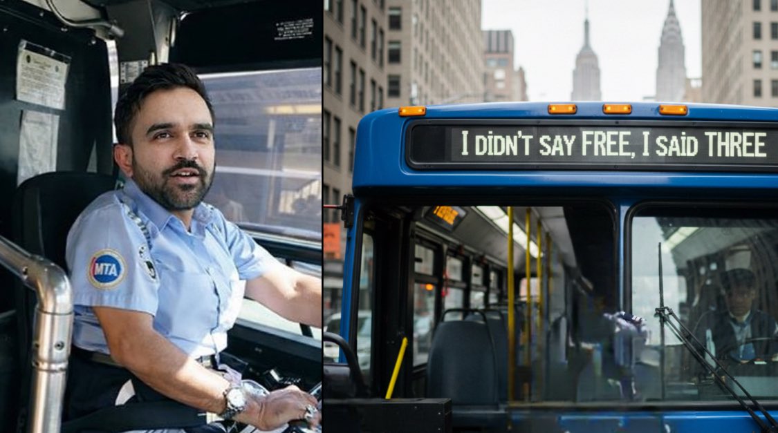 risasdaddy's tweet photo. #mayormamdani #nyc #MTA  #Mamdani #buses https://t.co/x7V1QT95mj