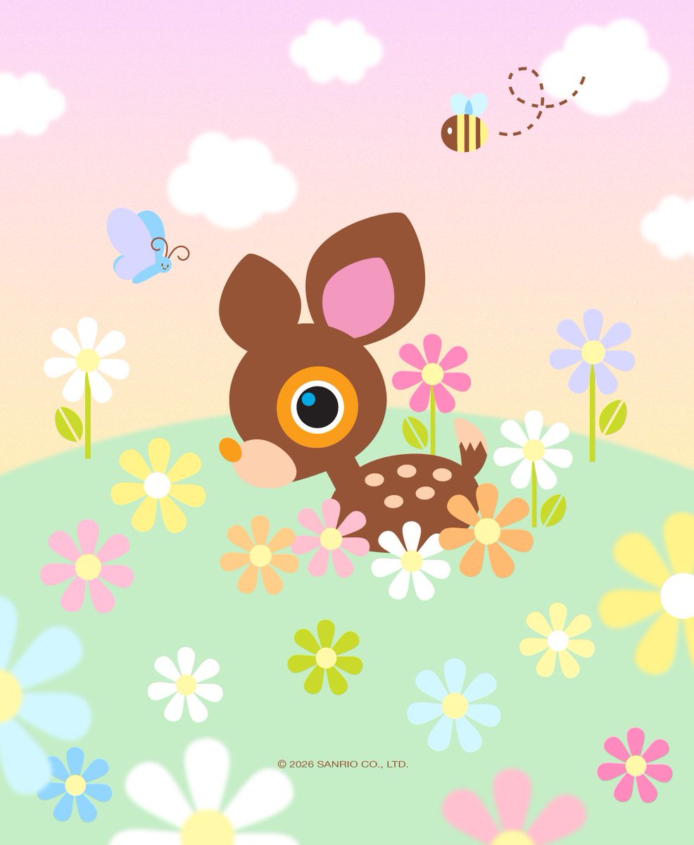 sanrio's tweet photo. Happy birthday to our cheerful fawn bestie, Deery-Lou! He loves to play with his friends in Rainbow Forest 🌳🌈🌼 https://t.co/CNaFCWJP0J