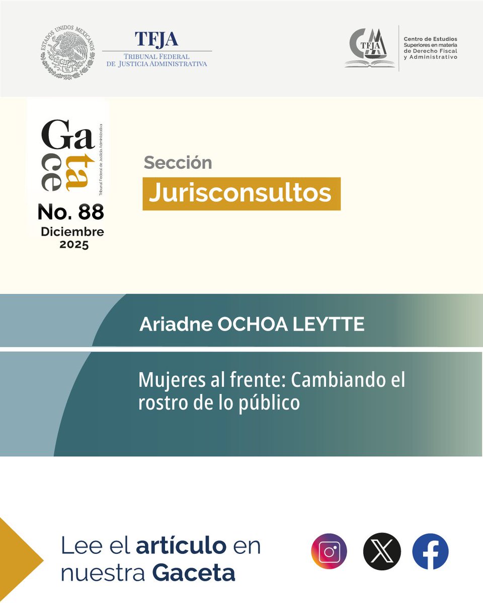 📰 Gaceta – Diciembre 2025
📰 Jurisconsultos presenta: “Mujeres al frente: Cambiando el rostro de lo público”.
Léelo aquí 👉 tfja.gob.mx/cesmdfa/gaceta…
#TFJA
#CESMDFA
#Jurisconsultos
#Gaceta