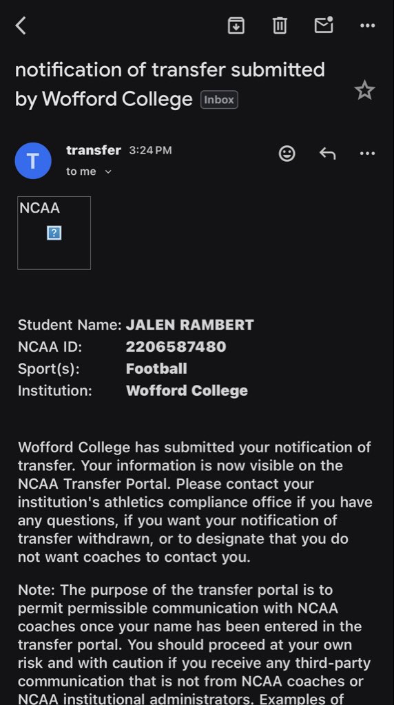 Officially in the transfer portal