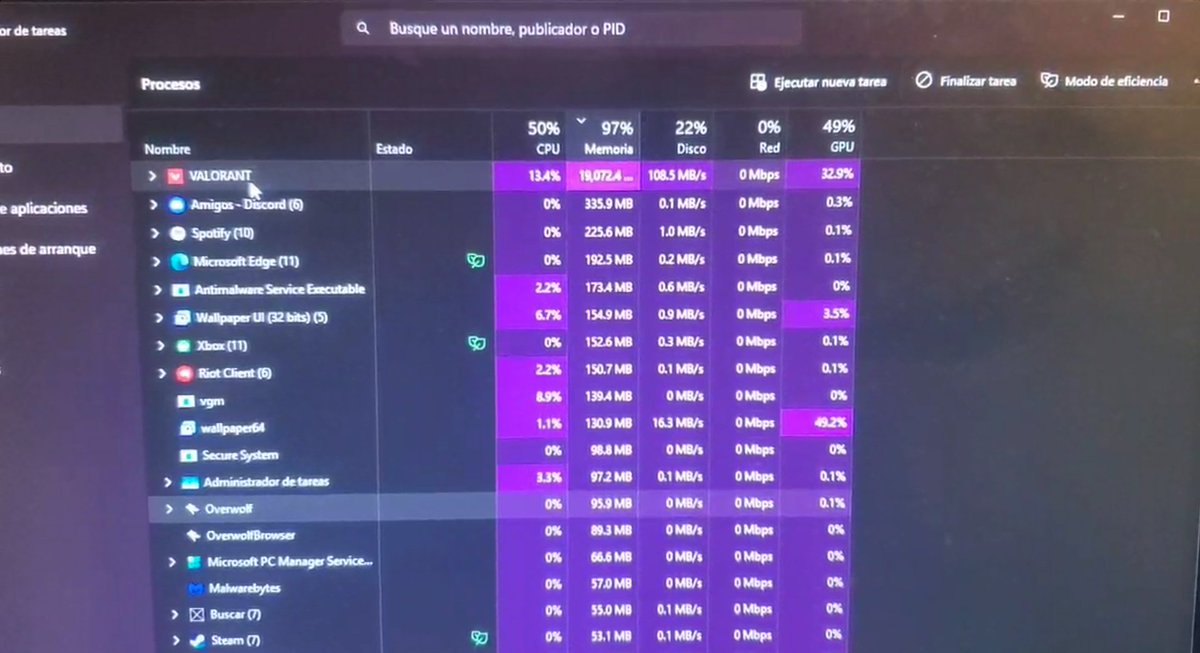 DarkGuardianTV's tweet photo. actualice el valorant a la nueva versión, pero me consume toda casi total de mi RAM (tengo 32 gb RAM) alguien me puede explicar que paso
@VALORANTLATAM @VALORANT https://t.co/Kbh5LMyCpG