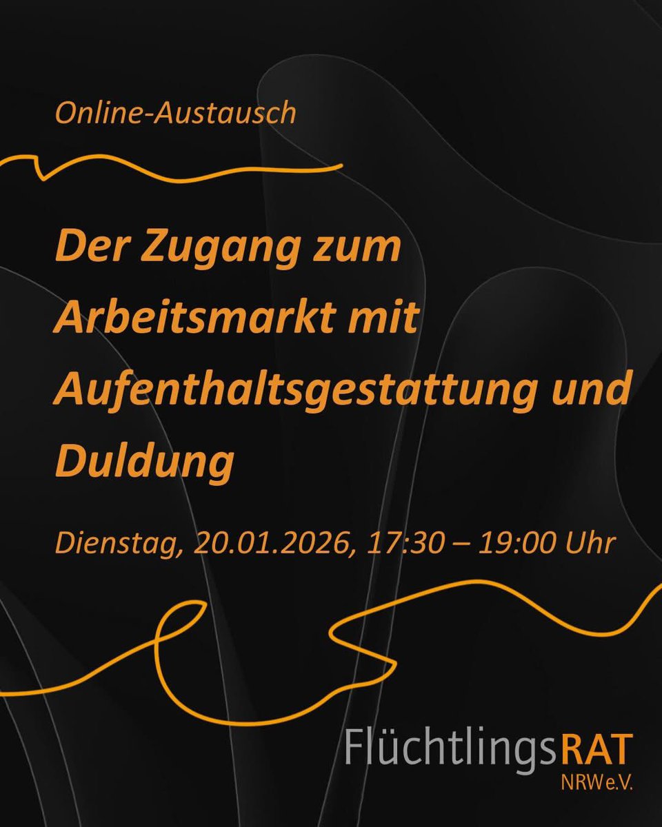 FRNRW's tweet photo. Online-Austausch: Zugang zum #Arbeitsmarkt mit #Aufenthaltsgestattung &amp; Duldung 🧑‍💼
📅 Di, 20.01.2026 | ⏰ 17:30–19:00
Erfahrungen, Hürden &amp; Chancen diskutieren.
Anmeldung bis 18.01.: ehrenamt2@frnrw.de
👉 https://t.co/pubb2iy7si

#Asyl #Duldung  #Integration #Ehrenamt #NRW https://t.co/skIfvkbXpA