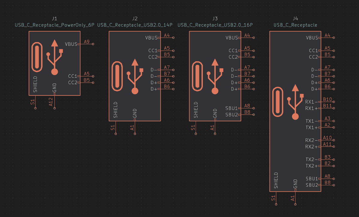 i2cjak's tweet photo. So you want to add USB-C to your design... What the FUCK do you do!?

Fret not. It's easy. Start with a receptacle. There are a few variants. Depending on your requirements, you can use a 6 pin (power), 14/16 pin (USB 2.0), or whole-hog 24 pin (USB 3+) receptacle. 1/x >>> https://t.co/pZPUd47DBD