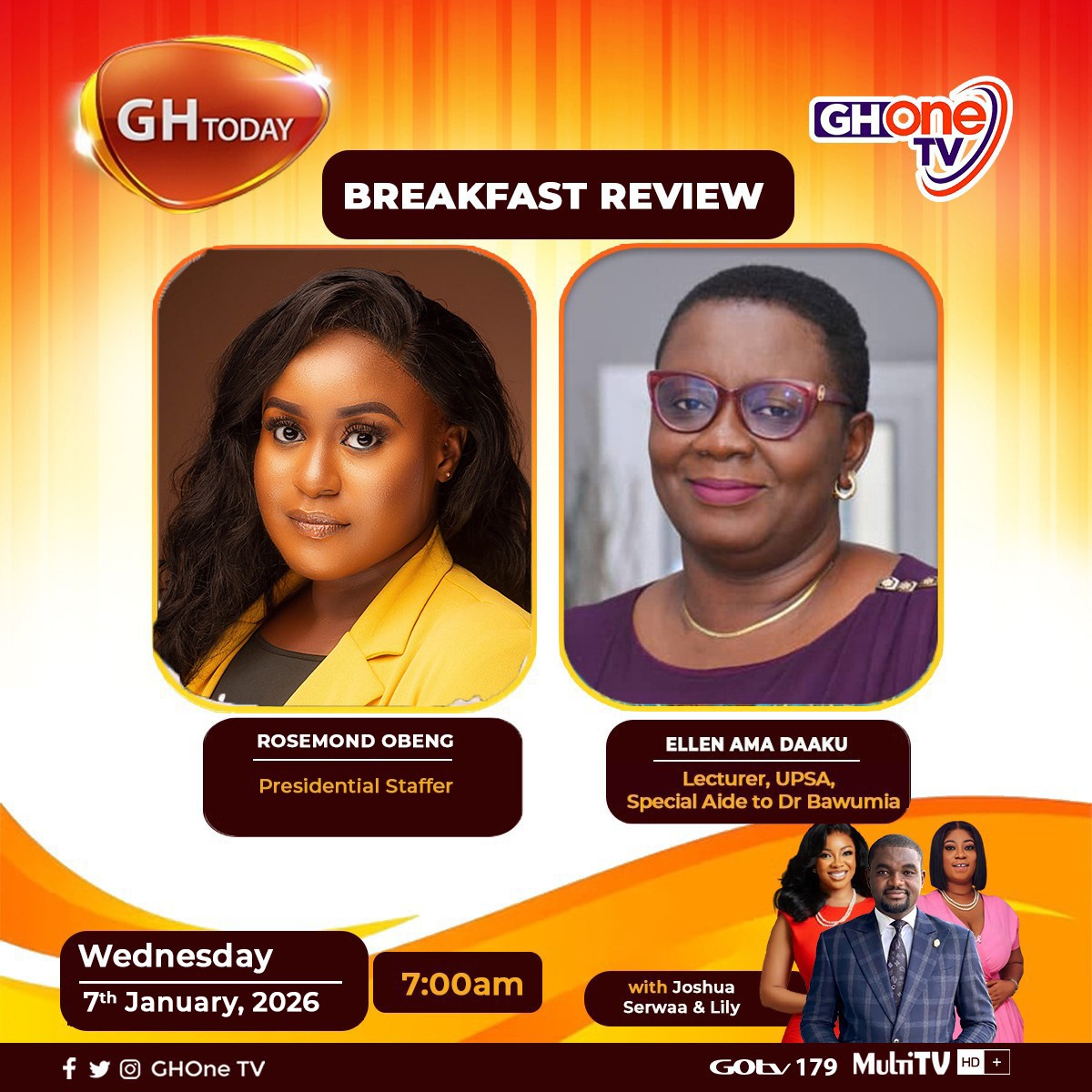 RosemondObeng_'s tweet photo. It's a New Year!

Join me tomorrow morning on GHOne TV's _Breakfast Review_ as we reflect on the past year and look ahead to 2026, marking a new chapter following the previous administration's messy situation they put us into.

#NewYear 
#BreakfastReview 
#GHOneTV https://t.co/DtBhaj6j1r