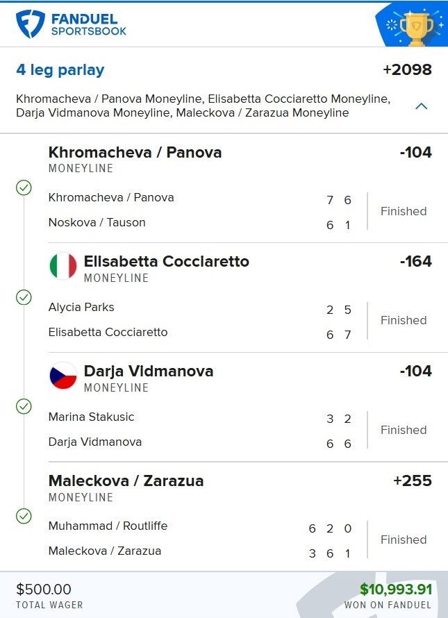 Sharpstacktips's tweet image. BANG 💥✅

Got a 6-man and 4-man parlay hitting for $15K tonight. Tap the link on my bio, and I’ll share the picks 🔥💰

#GamblingX | #PrizePicks | #Underdog | #CS2 | #Dota2 | #LeagueOfLegends | #eSports | #GamblingTwitter #TennisPicks #CFB #NFL #fanduelparlays