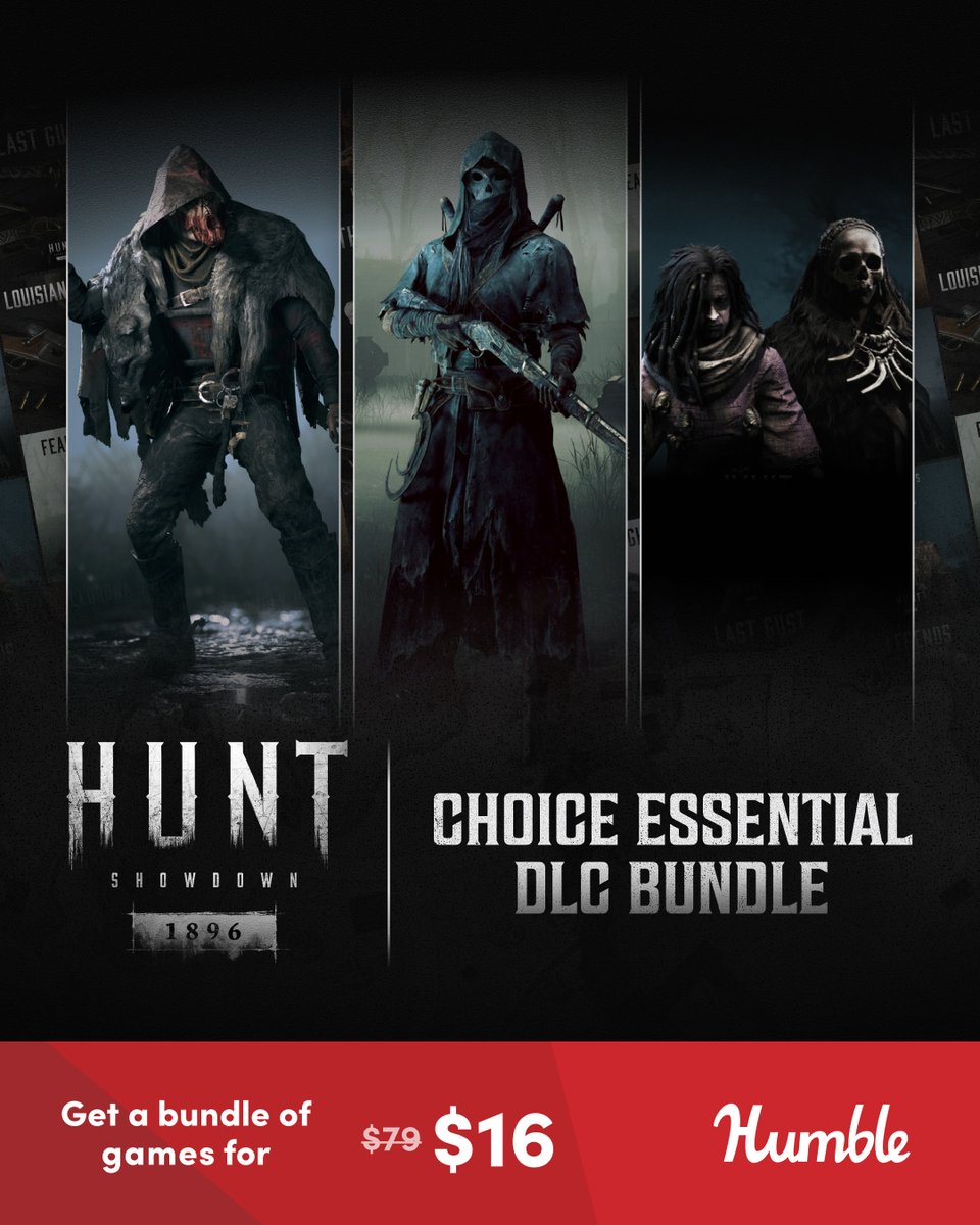 humble's tweet image. With Hunt: Showdown featured in Humble Choice for January, what could be better than a bundle full of DLC for the game?

- Hunt: Showdown 1896 – Fear The Reaper
- Hunt: Showdown 1896 - Lonely Howl
- Hunt: Showdown 1896 - Legends of the Bayou
- and more! Supports @specialeffect |…
