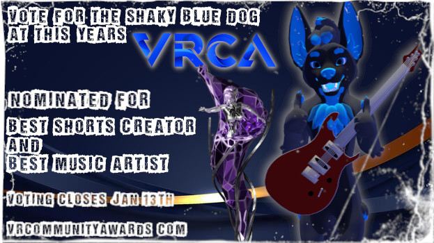 OMG it's actually happening!!!!
Phase one of the <a href="/TheVRCAwards/">The VR Community Awards</a> voting has started, I am honored to be nominated in two categories!!! Help the shaky blue by giving him a vote if ya want. 💙💙

Voting closes on the 13th!!
vrcommunityawards.com