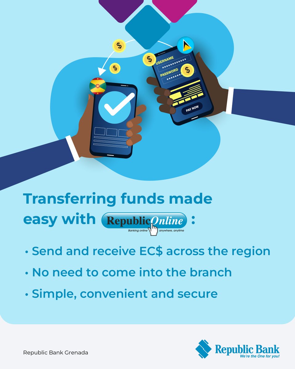 Electronic Funds Transfer (EFT) at Republic Bank Grenada refers to a digital way to send and receive funds to/from other valid accounts within the Eastern Caribbean Currency Union (ECCU) using the ECACH system. 

Find out more here: republicgrenada.com/personal/elect…