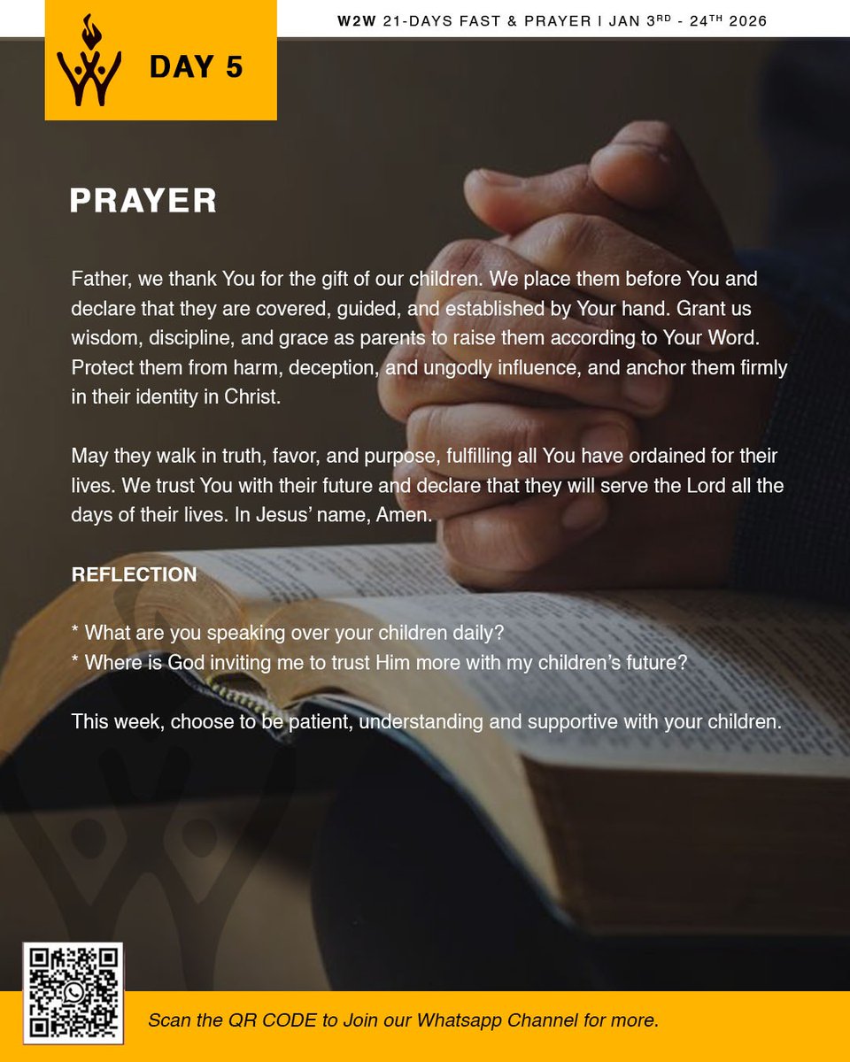 HouseOnTheRock's tweet photo. As we prepare for Day 5 of our #W2W #21DayFast tomorrow morning, you may use the flyers below to prayerfully charge the atmosphere for the miraculous. God is everywhere and is ever ready to hear you.
The Platforms for livestreaming weekdays 6:30 am - 7:00 am GMT+1 are:
YouTube - https://t.co/lJXrDeHSQ6
Facebook -
https://t.co/VlLZIIQ961
Also, you are encouraged to join the WhatsApp channel by scanning the QR Code on any of the flyers below.
Shalom.
@IAdefarasin
#HOTRPrays
#HOTROnline
#HouseOnTheRock
#Women2Women