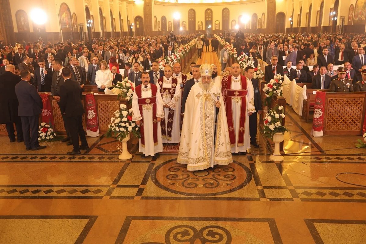 ArchiveofEgypt's tweet image. A glimpse of the prayers of the Christmas Mass at the Cathedral of the Nativity of Christ in the New Administrative Capital – 2026