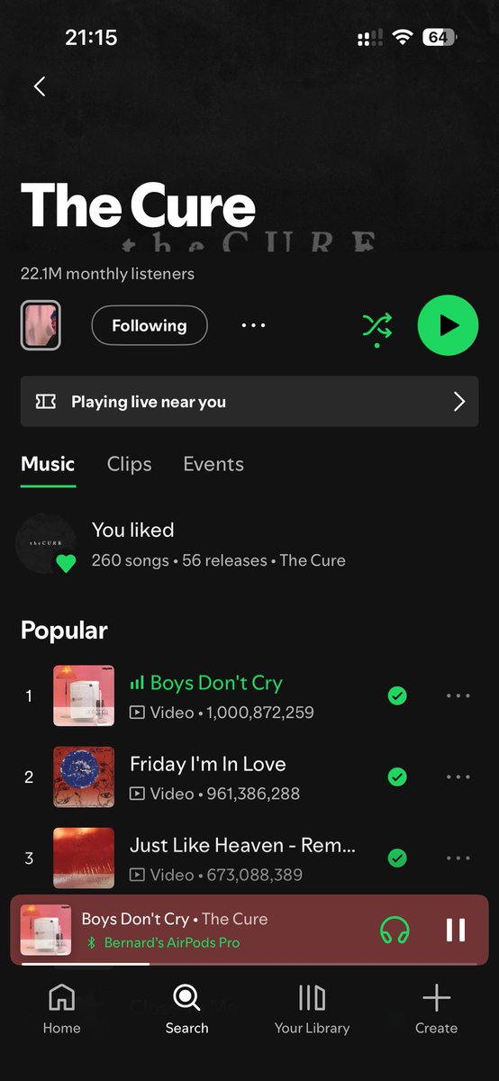 cureation's tweet photo. As of Today, Tuesday, January 6, 2026, Boys Don’t Cry has become the first The Cure song to surpass one billion streams on Spotify! https://t.co/y1KPPTXTt4
