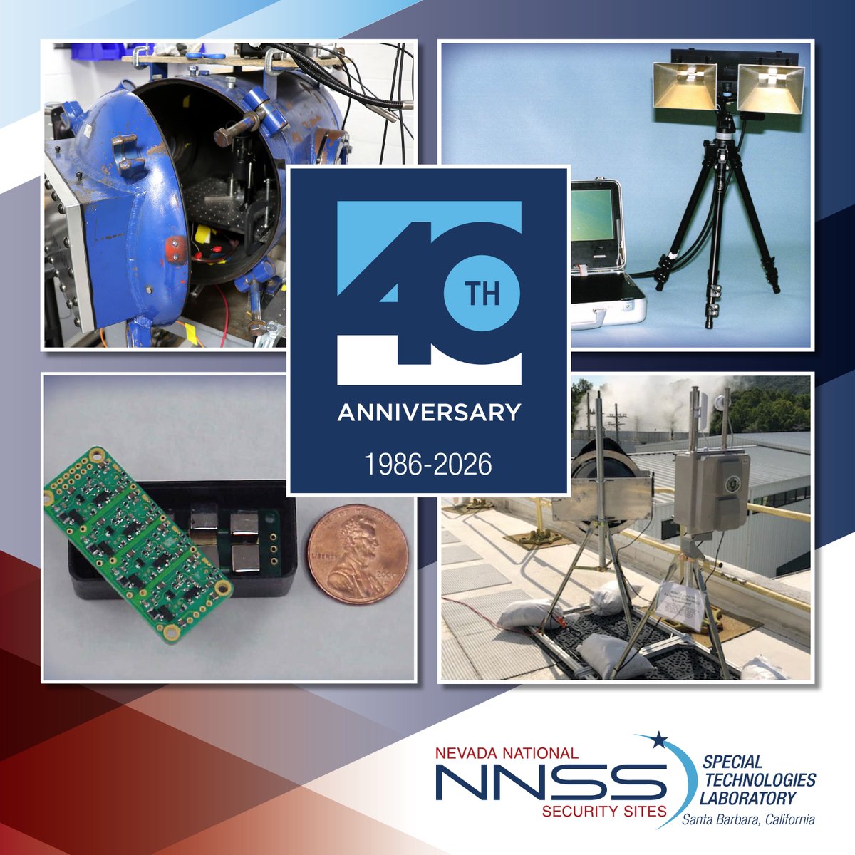 NNSANevada's tweet photo. Happy 40th, STL! 🎉

Special Technologies Laboratory (STL), a vital research and development laboratory within the Nevada National Security Sites (NNSS), proudly celebrates its 40th anniversary Jan. 6, 2026. https://t.co/4RgkqNkHTF