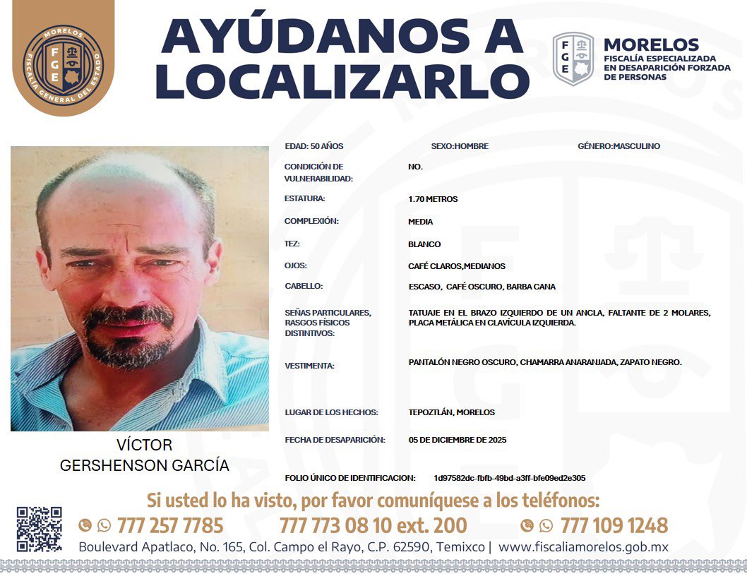 PeriodismoMX_'s tweet image. ¿LOS HAS VISTO?

La Fiscalía General del estado (FGE) difunde estas cédulas de búsqueda de personas desaparecidas, con el fin de ayudar en su localización.

@Fiscalia_Mor #NoticiasMorelos #Cuernavaca #Morelos 
#Periodismomx