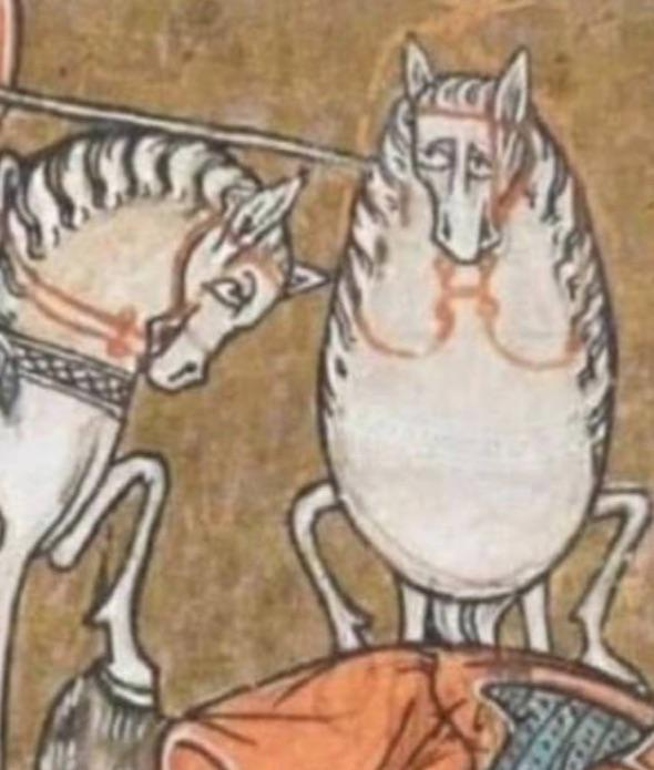 New Slippery Bogle art giving me the vibes of that silly medieval cat/horse painting.