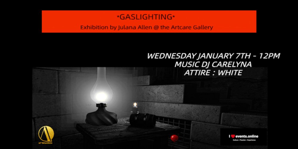 TOMORROW at 12 PM SLT Gaslighting by Julana Allen
We ask you to join us in a Dress Code of Pure White. 
*
📍 Teleport:
maps.secondlife.com/secondlife/Emo…
*
PR INFO:
iloveevents.online/gaslighting-ex…