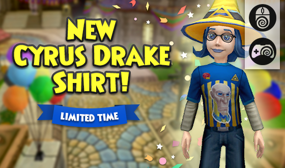 Show your Cyrus spirit! 👁️

The new Cyrus Drake Shirt is now in the PC and Console Crown Shop! Rep the Myth Professor in style and grab it before it vanishes on 01/02! eu.wizard101.com/game/cyrus-bir… #Wizard101Europe