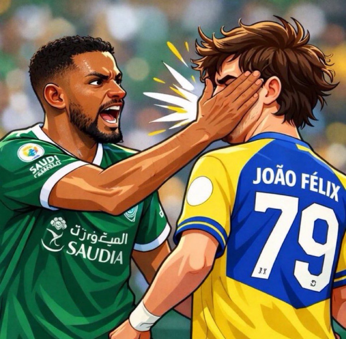 لا حديث في الخارج إلا عن { صفعة مجرشي }  
ففيهم من وصفها بالصفعة المُستحقه وفيهم  
من وصفها بالصفعة المؤلمة التي ستؤثر على 
مستوى جواو الفني في المباريات القادمة 🔥