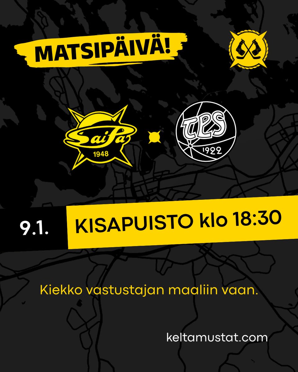 Annetaan turkulaisille tänä iltana maistiainen keltaisen värin voimaa! 🌞❄️

Kiekko jäähän Kisapuistossa kello 18:30.

#SaimaanKeltamustat #SaiPa #MeidänPojat #YhdessäMeTätäTehdään #Pelipäivä