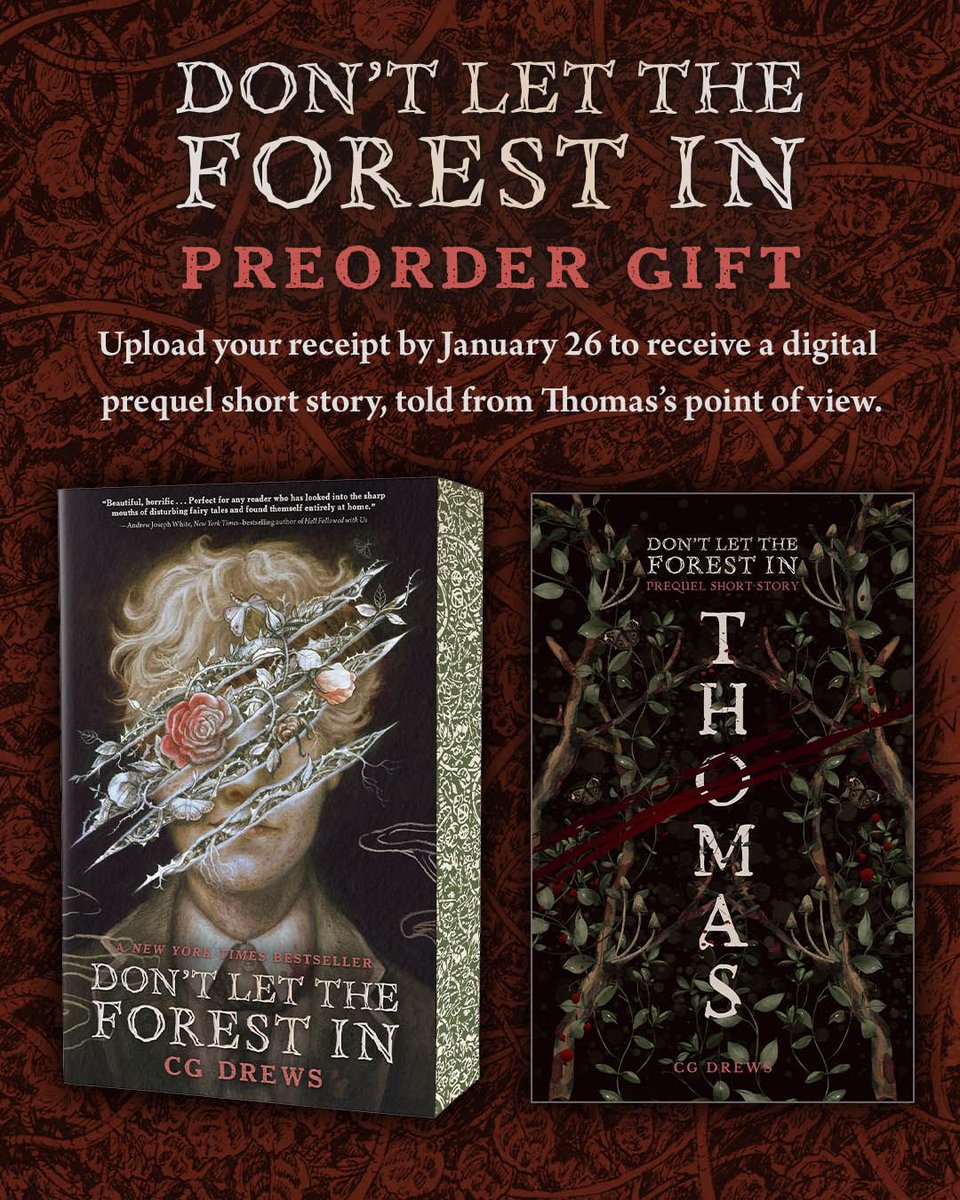 Don’t Let The Forest In is coming out in paperback (the EDGES!!!!) and you can get a short story by Thomas’s POV if you preorder 🙂‍↔️🤭 read.macmillan.com/promo/mcpgdltf…