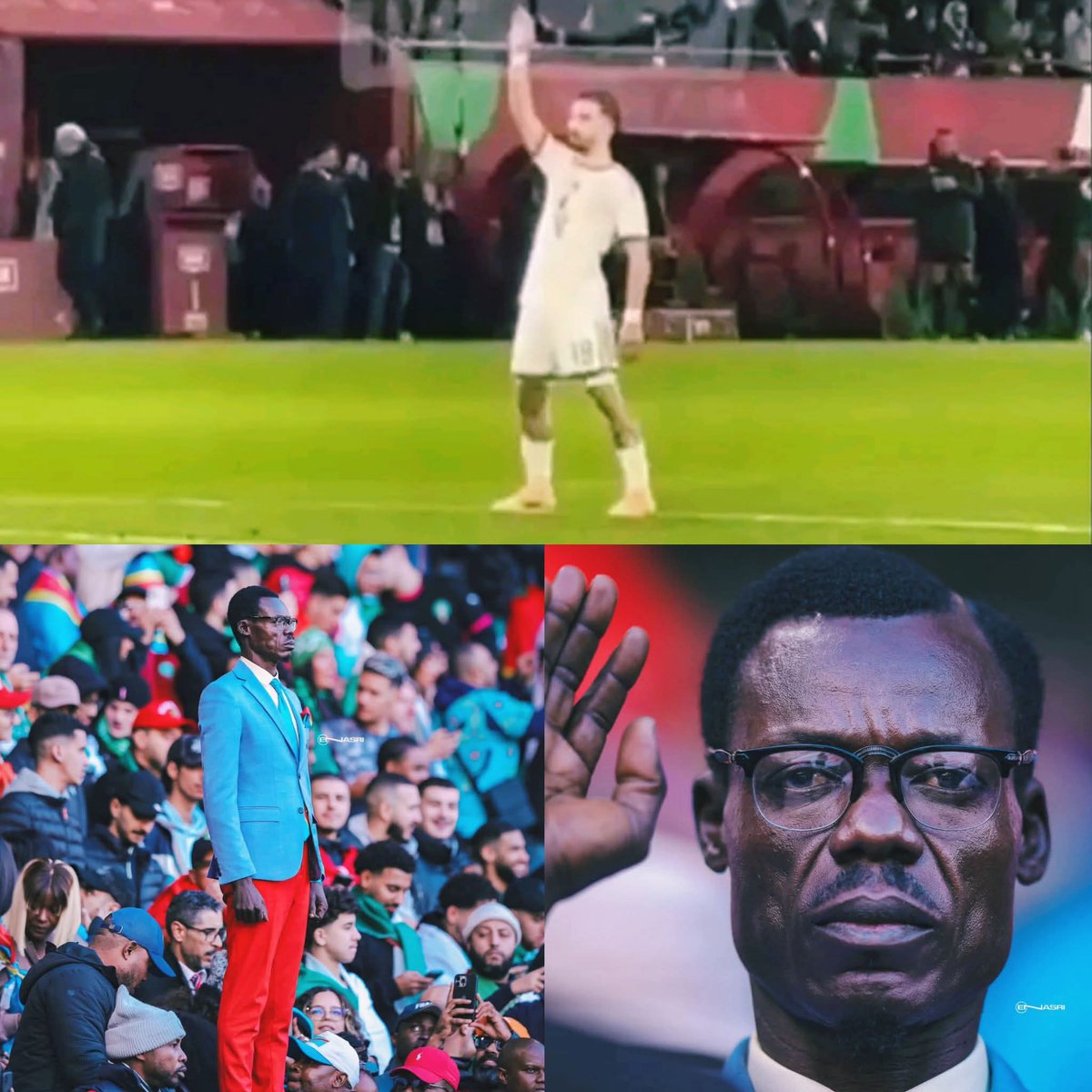 WesternSaharaQ's tweet photo. Le joueur algerien Ammora se moque du supporter congolais Michel Kuka #Mboladinga, dit #Lumumba.
#Congo #RDC #Algerie https://t.co/bwWrRcKbhe