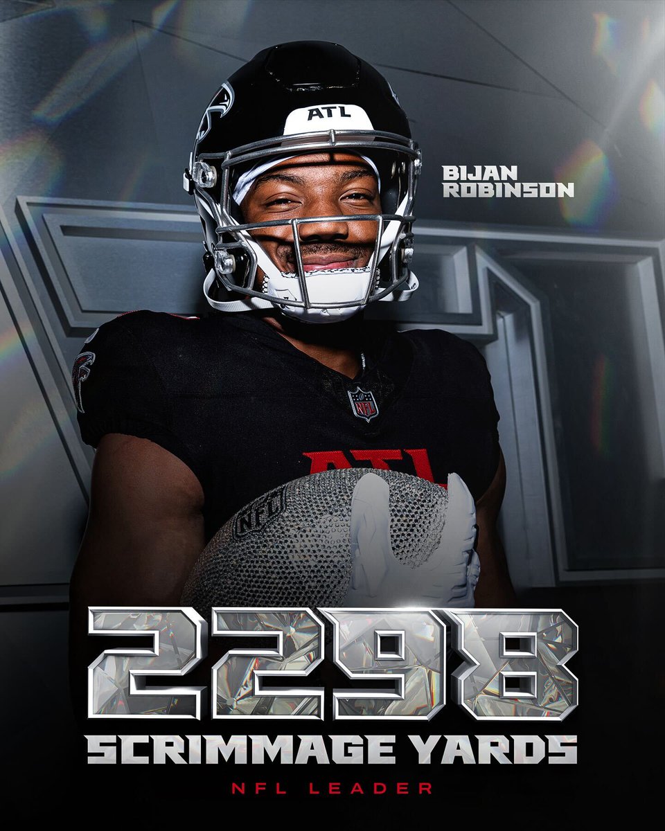 The @NFL leader in scrimmage yards this season, @Bijan5Robinson 🥶