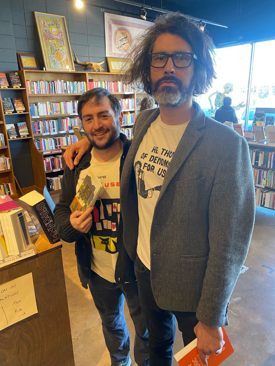 With one of my favorites to do it, Fernando A. Flores, who blurbed my debut novel. Someone pinch me. @ Alienated Majesty in ATX.