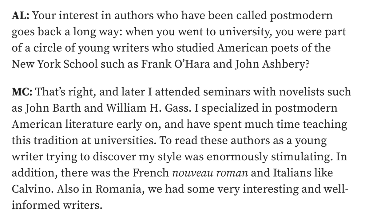 It's so wild to think of a young Mircea Cărtărescu sitting in on the lectures of Barth &amp; Gass &a