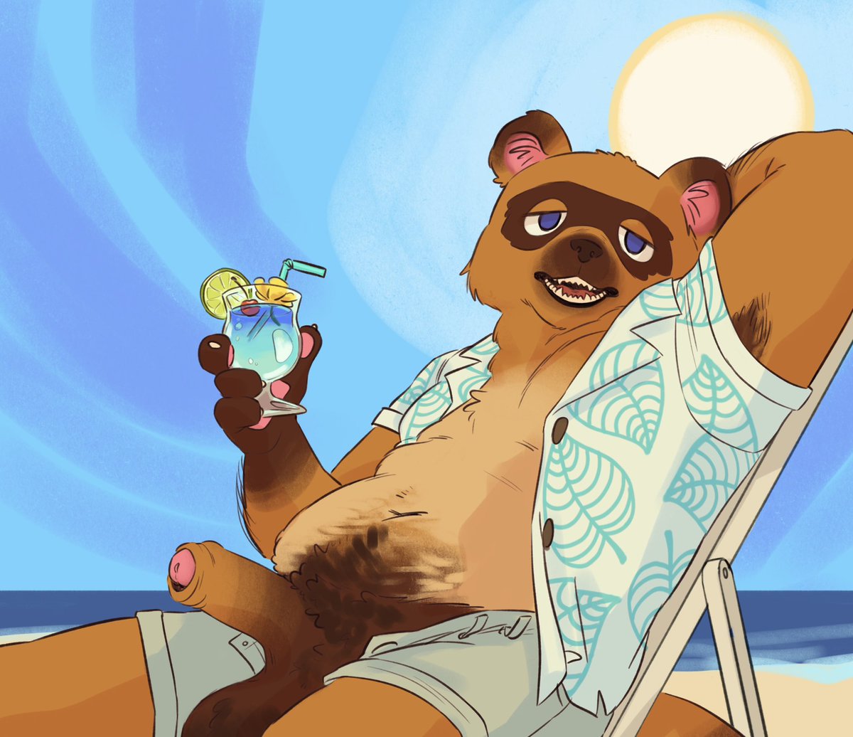 I think Tom Nook wants you to join him on the beach… 

#nsfw #furry