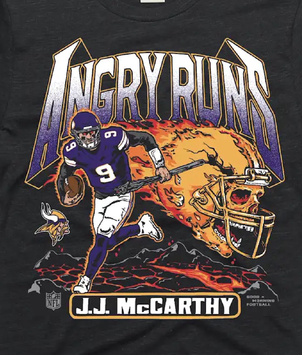KyleBrandt's tweet image. YESSSS 😡😡😡😡

J.J. McCarthy tees are LIVE 

Only here: Homage.com/AngryRuns