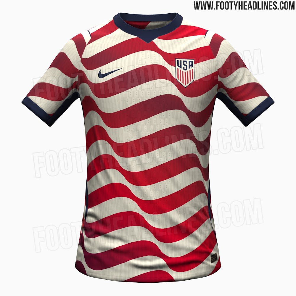 The full picture of the leaked World Cup USMNT 🇺🇸 jersey. This would be the best US jersey since, well, the Waldos. I'm pumped. 🇺🇸⚽️🦅