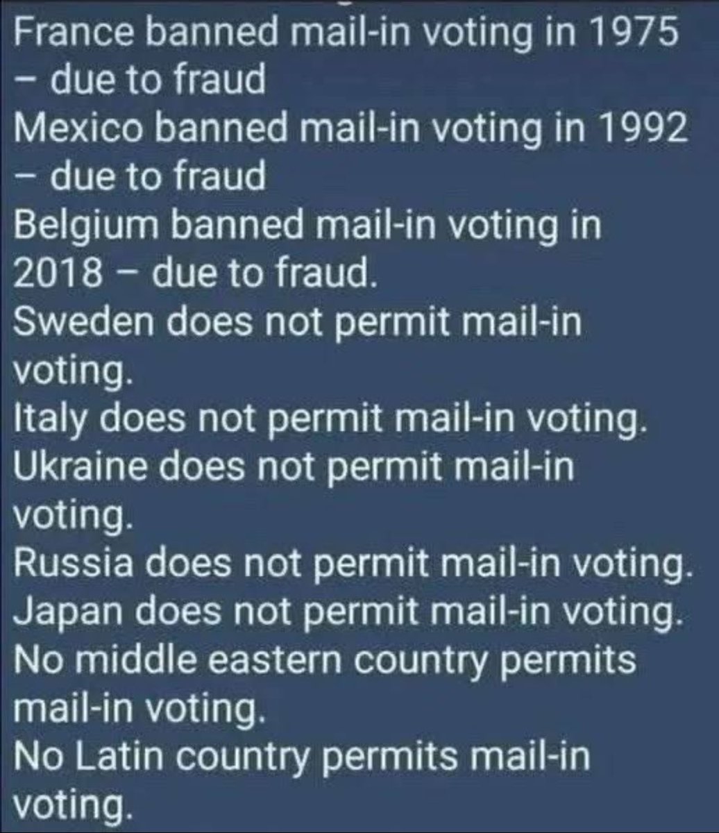 travelingflying's tweet image. 161 countries have banned mail‑in voting, and 164 countries have banned electronic voting machines