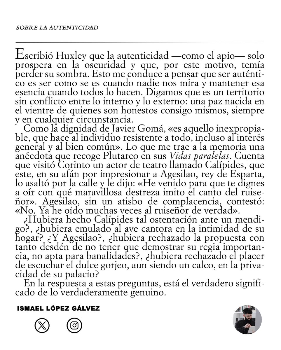 La honestidad de ser auténtico.