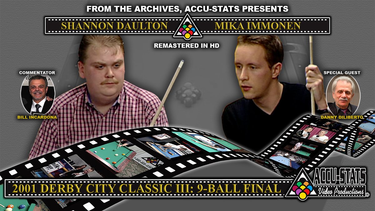 Premiering tonight at 8pm EST - 9-Ball - SHANNON DAULTON vs MIKA IMMONEN - 2001 Derby City Classic 9-Ball Finals

Billy Incardona and Danny DiLiberto called the action.
Pat Fleming will be in the chat room.

youtu.be/cBVdplWXcVA