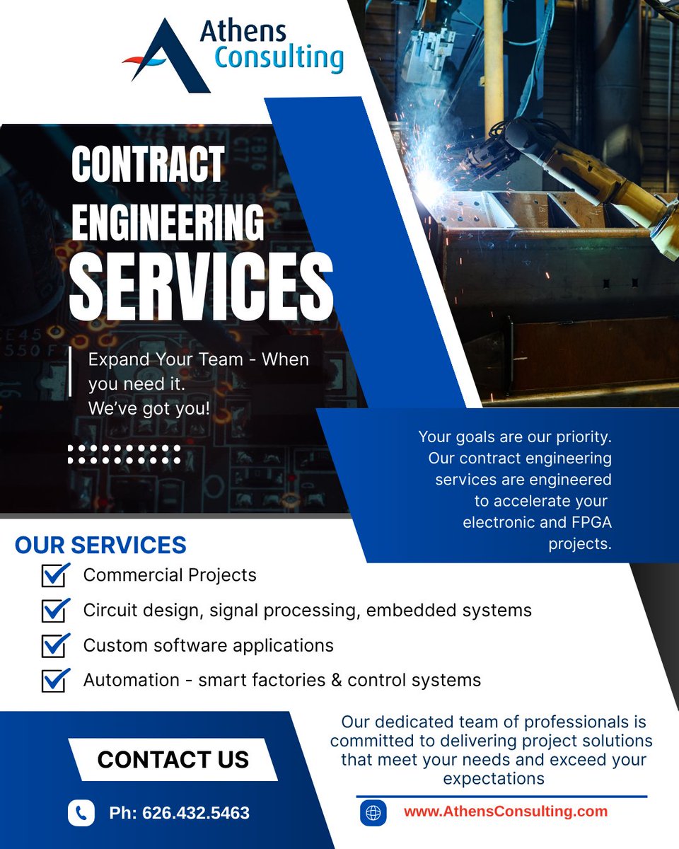 Athens_Consult's tweet photo. Expand your team in Q1! #AthensConsulting offers contract engineering services to accelerate your software applications, digital electronics and FPGA projects. We’ve got you. https://t.co/SwXG1vKtgY #softwareapplications #customsoftwareapplications #ProductLaunch #NewYearGoals https://t.co/aommjzGW7K