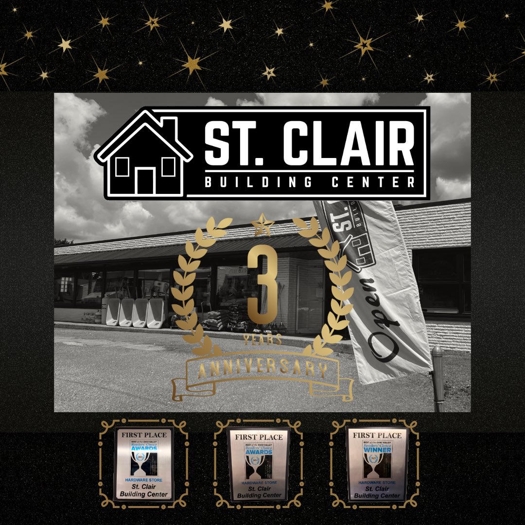 stclairbldcntr's tweet photo. 🎉 Today marks our 3-Year Anniversary since our Grand Opening! 🎉

Three years of growth, community involvement, and providing excellent customer service to the Ohio Valley. We are incredibly grateful for the support, relationships, and friendships we’ve built along the way. https://t.co/hZiIAOVFOR