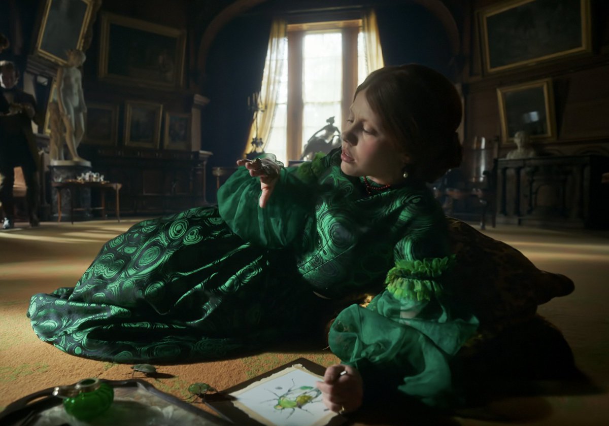 belllmonts's tweet image. don't care + didn't ask + i'm hanging out with my bug friends on the floor while in my matching green dress