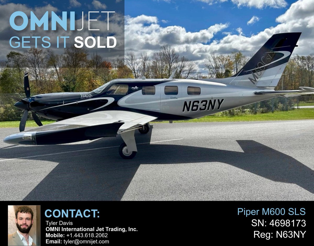 omnijet's tweet photo. #sold #bizav #aircraft #aircraftforsale #aircraftsales #buyaircraft #sellaircraft #privatejetsales #corporatejetsales  #planesales #aviationmarketplace #aircraftbroker #aviationconsulting #aviationexpert #aviation #aviationgeeks  #corporateaviation #piper #piperm600 https://t.co/TUMFKNniWD