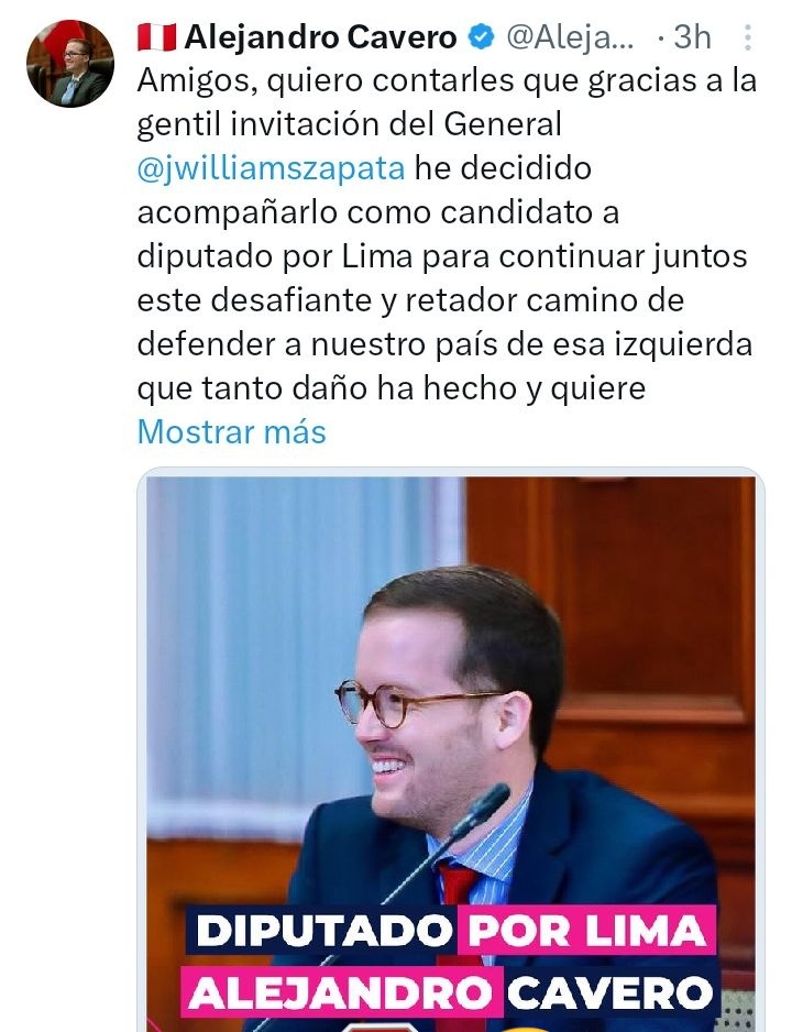 PorEstosNo2026's tweet image. ¿Qué advenedizo está pidiendo tus votos para poder reelegirse a la camara de diputados?

Sí, Alejandro Cavero. Aquel q usó su cargo para burlarse de la gente que votó por él y se vendió por la putrefacta clase política que hoy quiere seguir en el poder. 

Va por tu voto y tu ya…