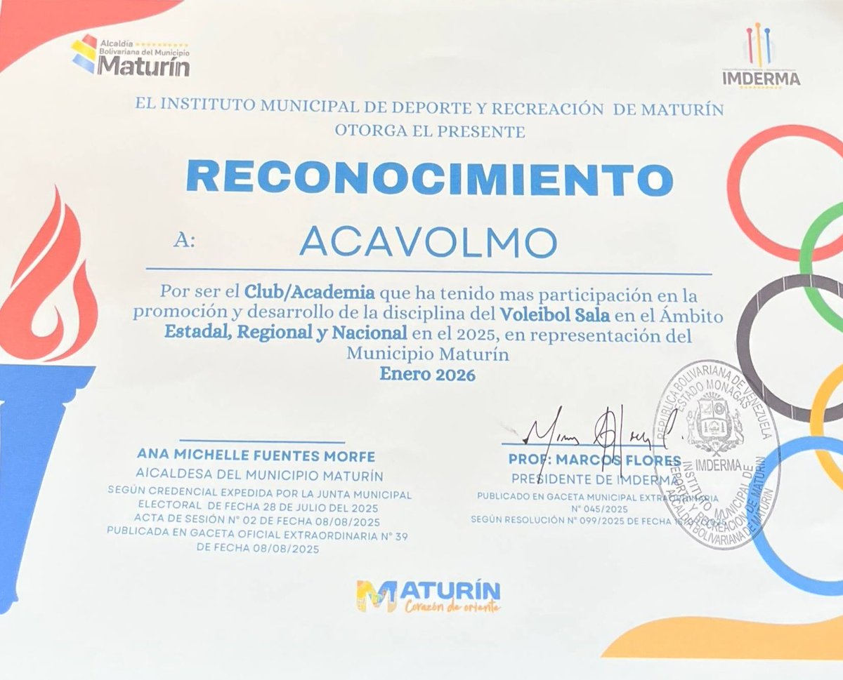 Es maravilloso ver cómo el sfuerzo y la ddicación puedn rendir frutos tan significativos. 
Felicitaciones a Acavolmo-Team Espartanos por su dstacado rconocimiento en la promoción y dsarrollo dl voleibol en el ámbito estadal, regional y nacional para el año 2025 otorgado el 6/1/26